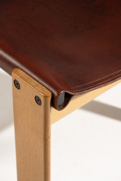 PAIRE DE CHAISES EN BOIS ET CUIR MONK, AFRA & TOBIA SCARPA, 1970s