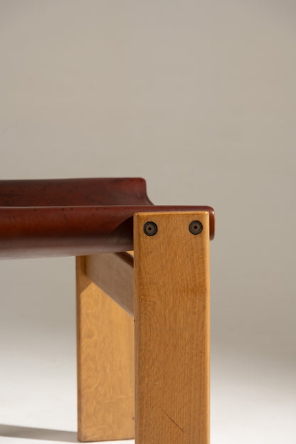 PAIRE DE CHAISES EN BOIS ET CUIR MONK, AFRA & TOBIA SCARPA, 1970s