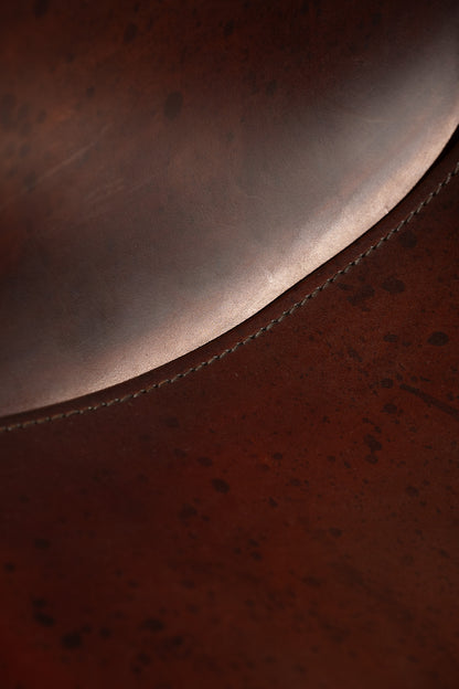 SET OF 4 WOOD AND LEATHER CHAIRS, 1970s