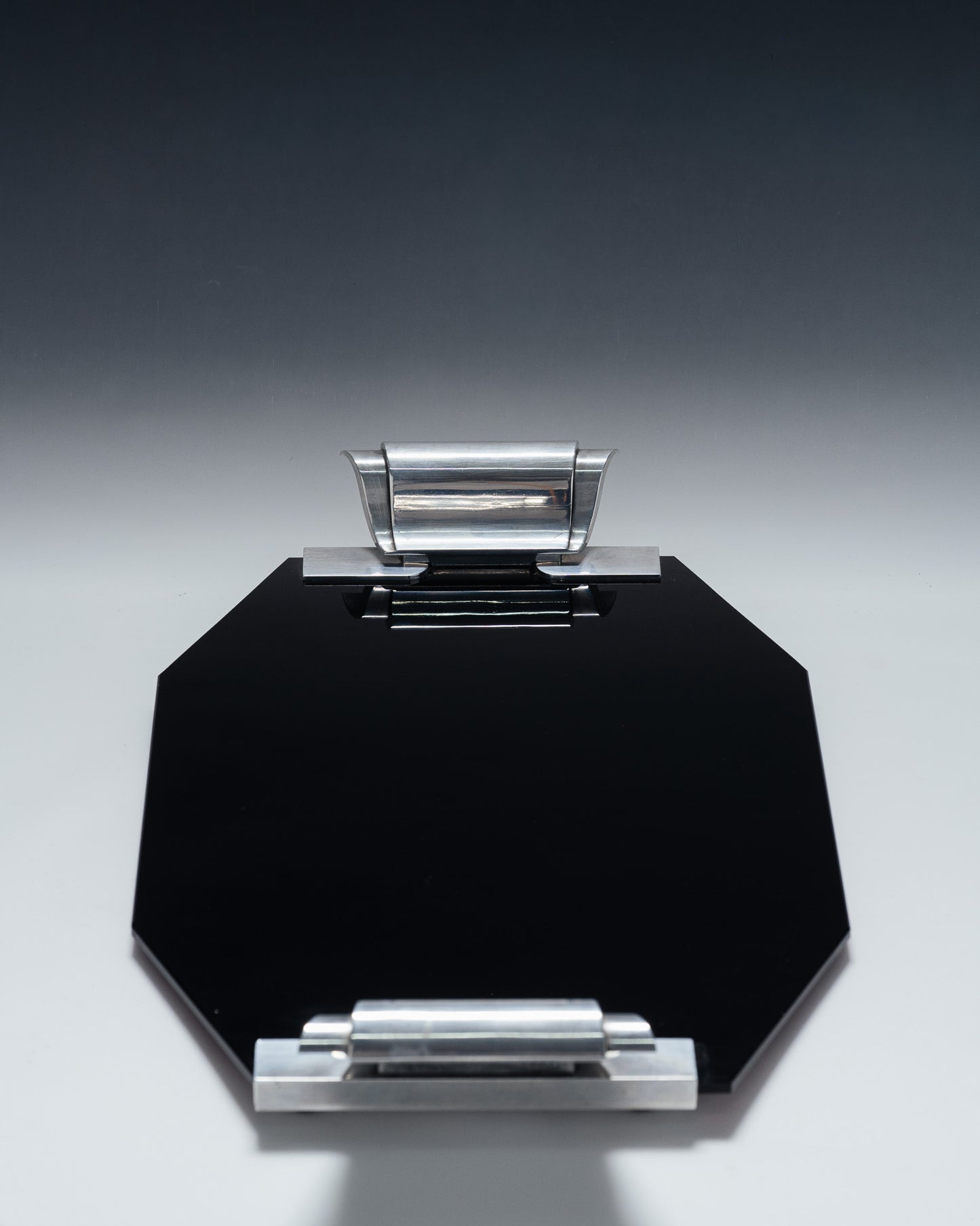 GLASS AND METAL TRAY, 1930s