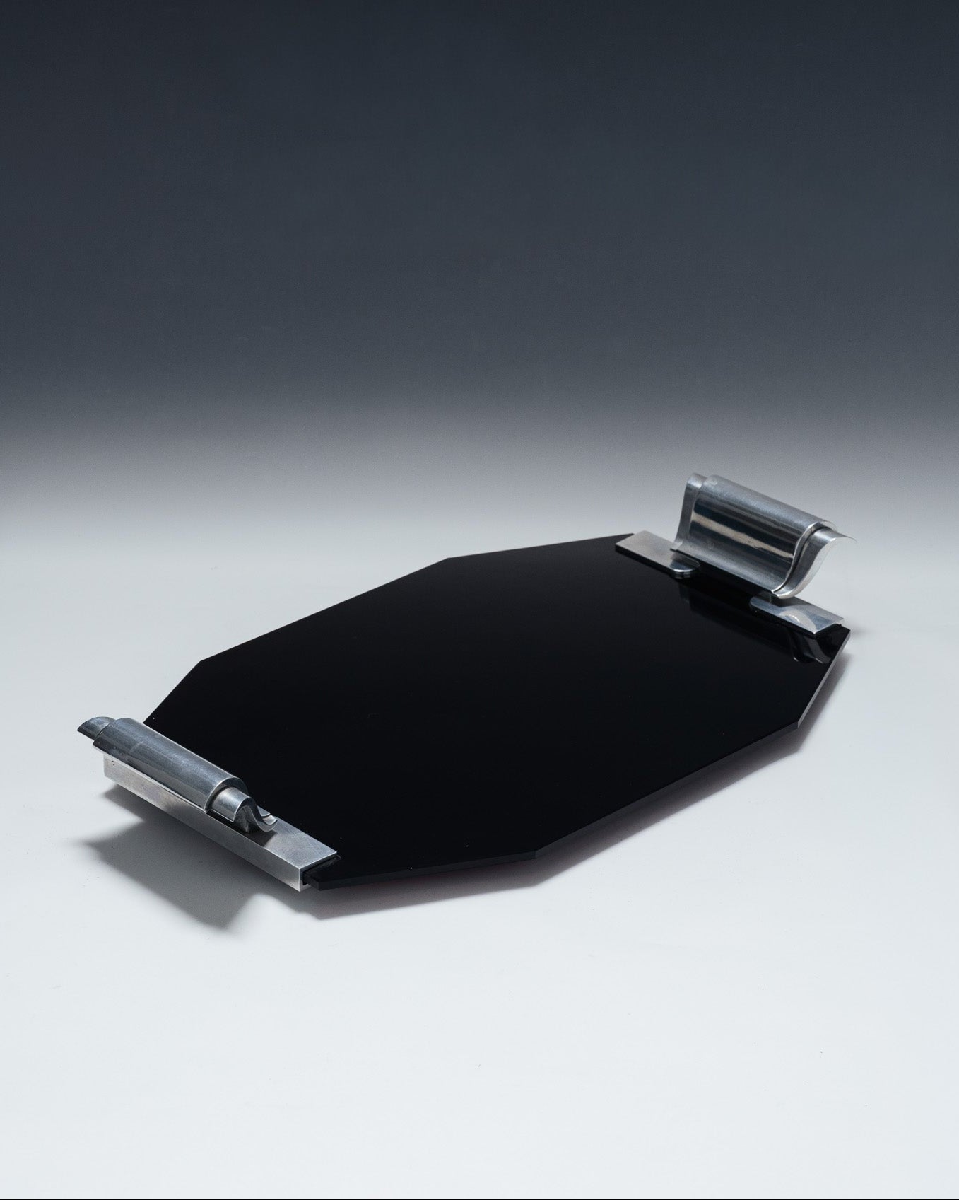 GLASS AND METAL TRAY, 1930s