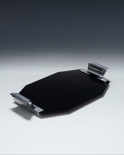 GLASS AND METAL TRAY, 1930s