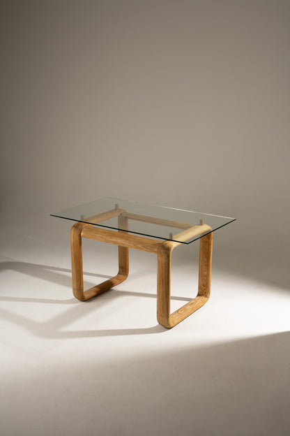 WOOD AND GLASS DESK, BURKHARD VOGTHERR FOR ROSENTHAL, 1980s