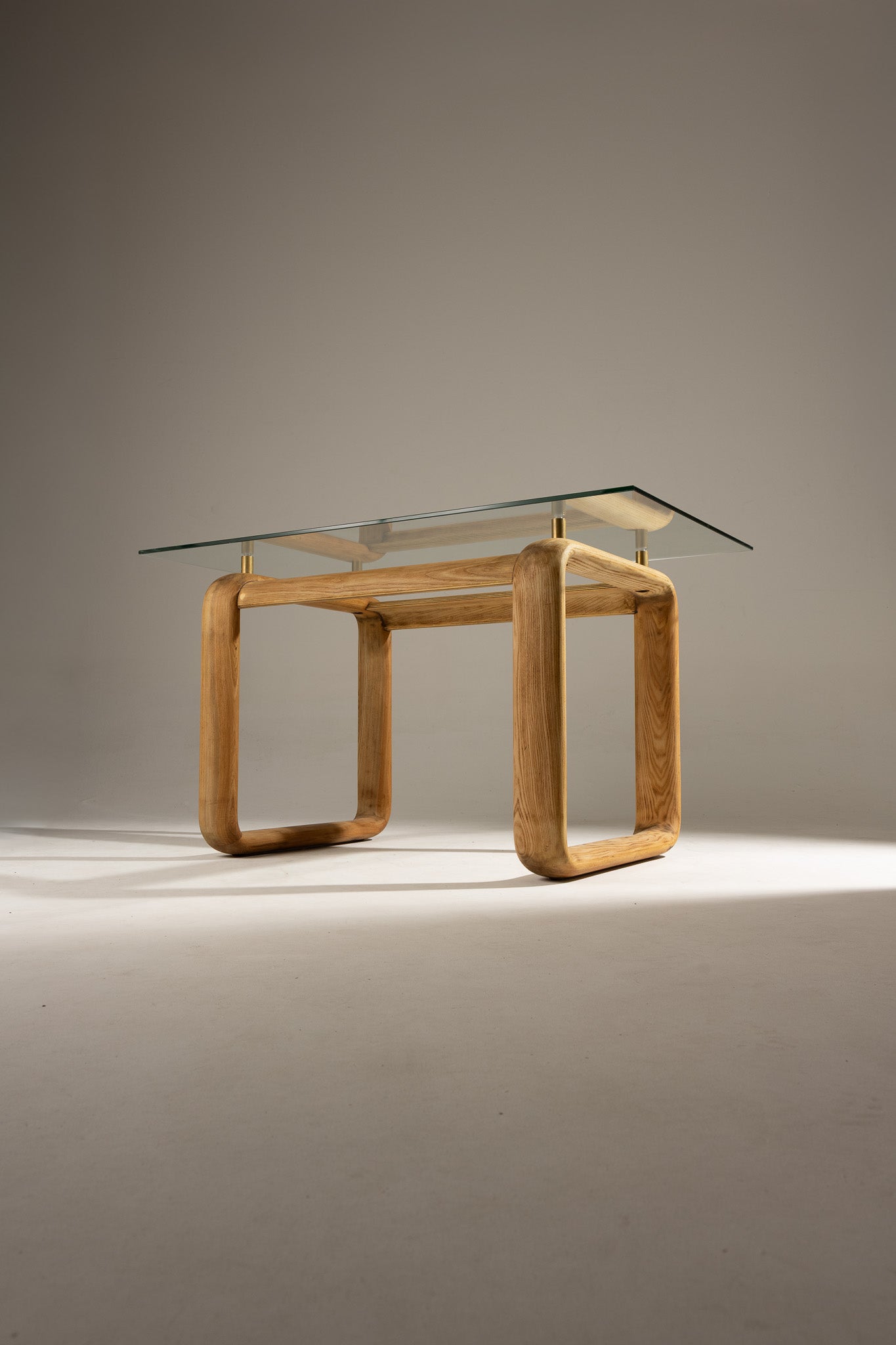 WOOD AND GLASS DESK, BURKHARD VOGTHERR FOR ROSENTHAL, 1980s