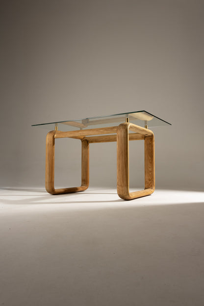 WOOD AND GLASS DESK, BURKHARD VOGTHERR FOR ROSENTHAL, 1980s