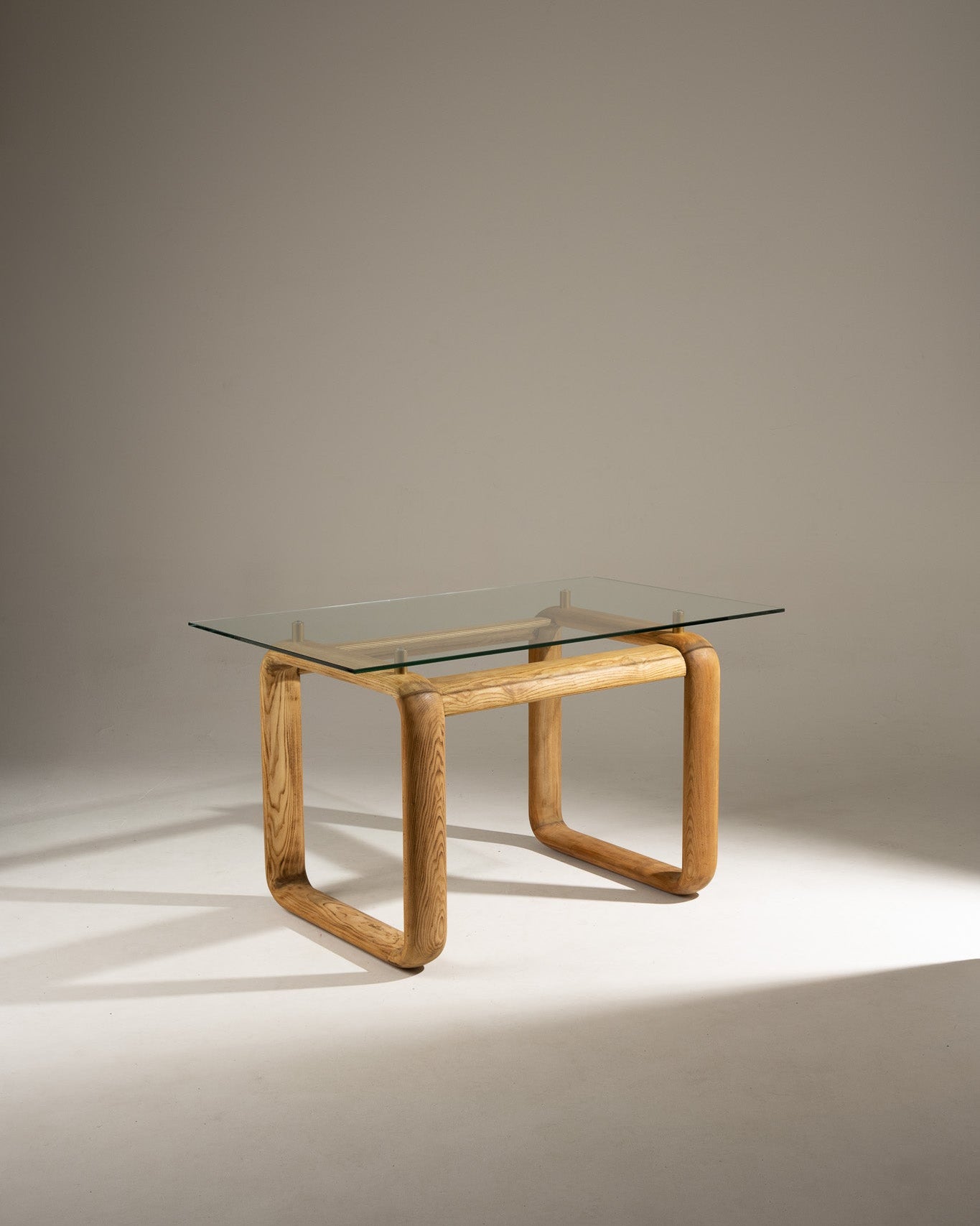 WOOD AND GLASS DESK, BURKHARD VOGTHERR FOR ROSENTHAL, 1980s