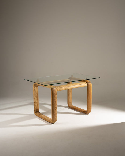 BUREAU EN BOIS ET VERRE, BURKHARD VOGTHERR POUR ROSENTHAL, 1980s