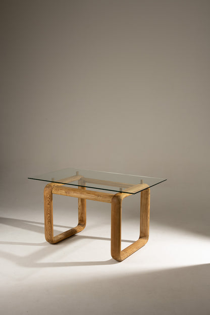 WOOD AND GLASS DESK, BURKHARD VOGTHERR FOR ROSENTHAL, 1980s