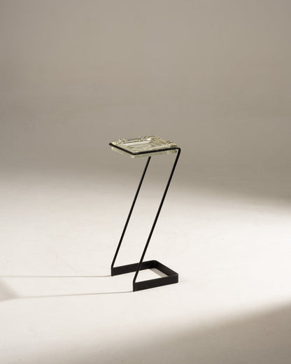 CENDRIER SUR PIED EN FER ET VERRE, 1960s