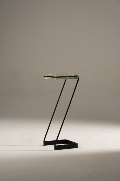 CENDRIER SUR PIED EN FER ET VERRE, 1960s