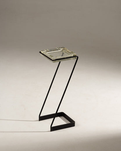 CENDRIER SUR PIED EN FER ET VERRE, 1960s