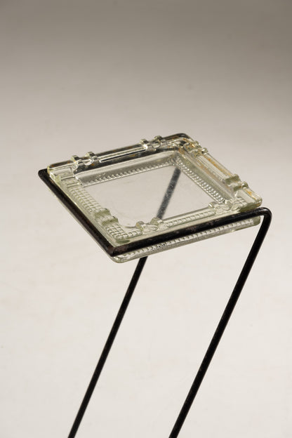 CENDRIER SUR PIED EN FER ET VERRE, 1960s