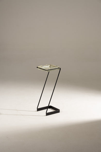 CENDRIER SUR PIED EN FER ET VERRE, 1960s