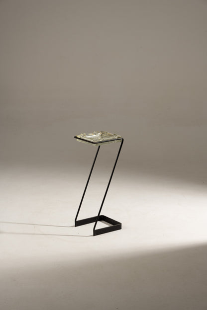 CENDRIER SUR PIED EN FER ET VERRE, 1960s