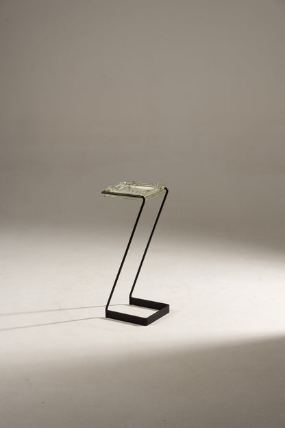 CENDRIER SUR PIED EN FER ET VERRE, 1960s