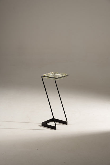 CENDRIER SUR PIED EN FER ET VERRE, 1960s