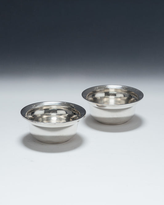 PAIR OF SILVER-PLATED METAL CUPS, SAINT-MÉDARD, 1960s