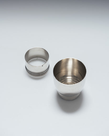 SILVER-PLATED METAL EGG CUP AND NAPKIN RING, 1940s