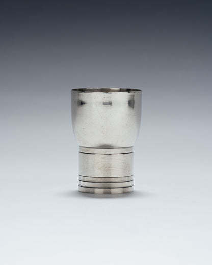 SILVER-PLATED METAL EGG CUP AND NAPKIN RING, 1940s