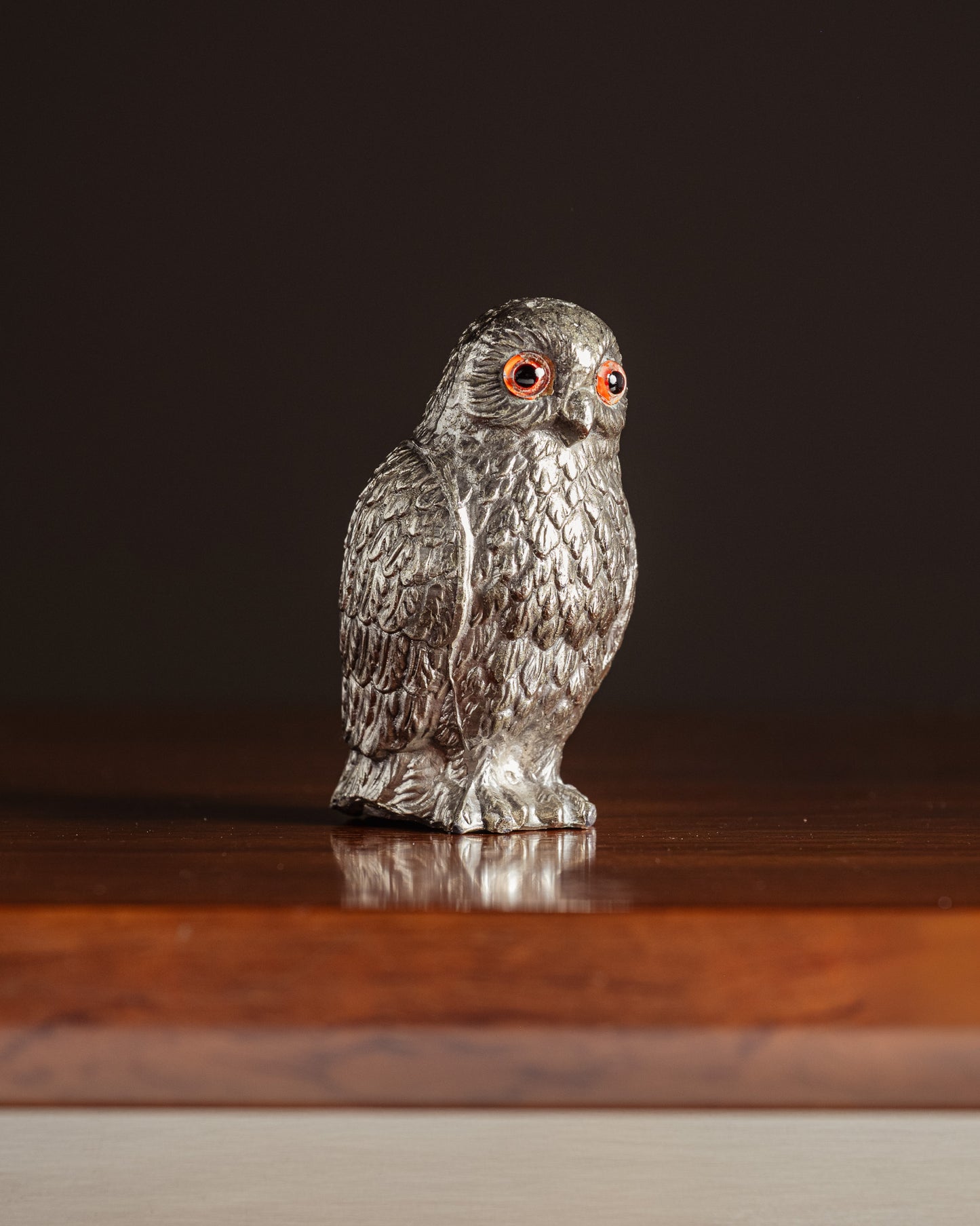 SILVER-PLATED OWL SALT SHAKER, 1950s