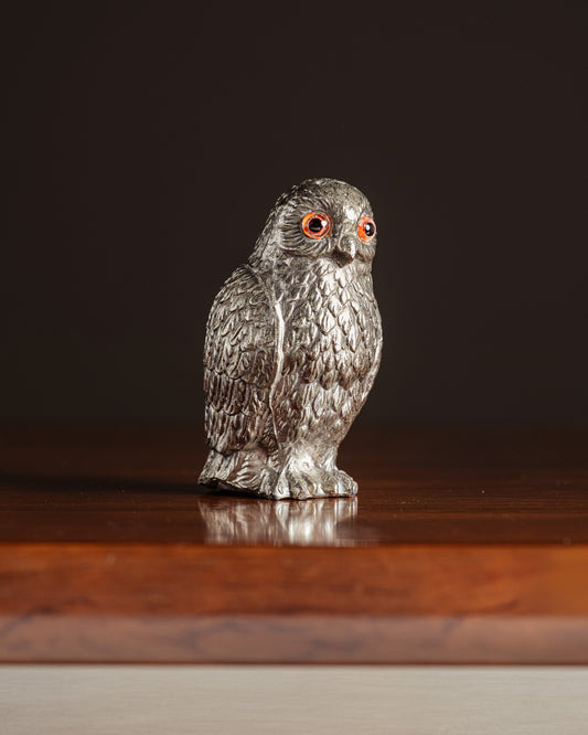 SILVER-PLATED OWL SALT SHAKER, 1950s
