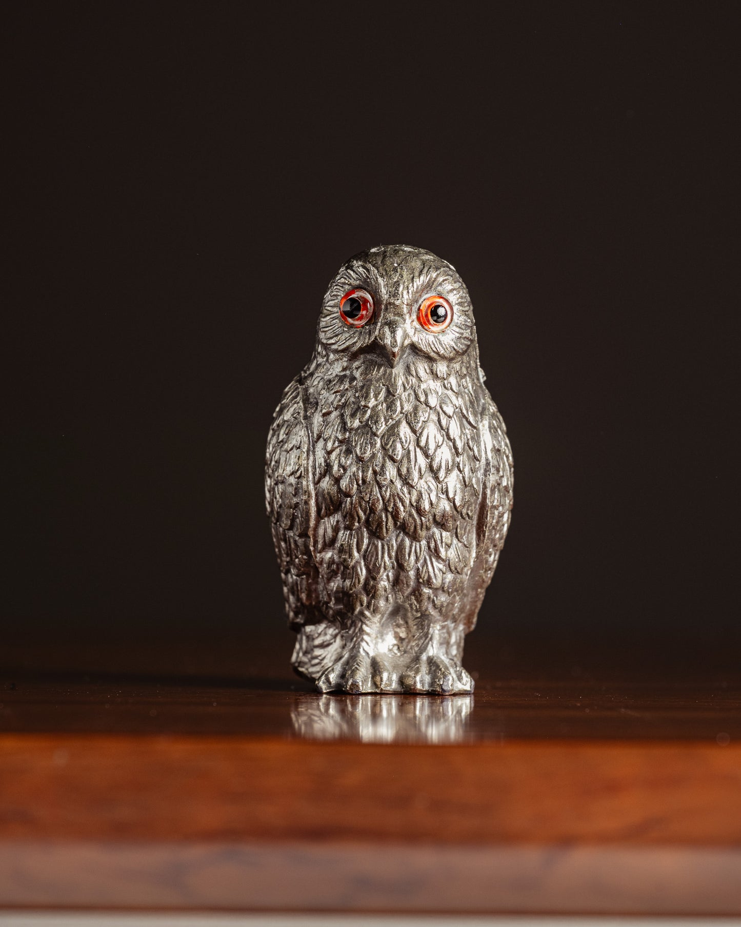 SILVER-PLATED OWL SALT SHAKER, 1950s