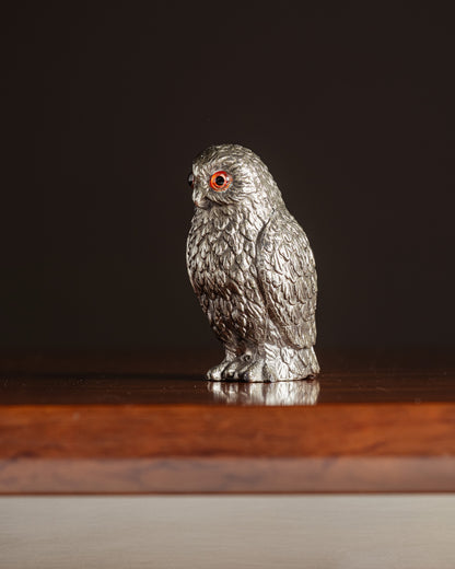 SILVER-PLATED OWL SALT SHAKER, 1950s