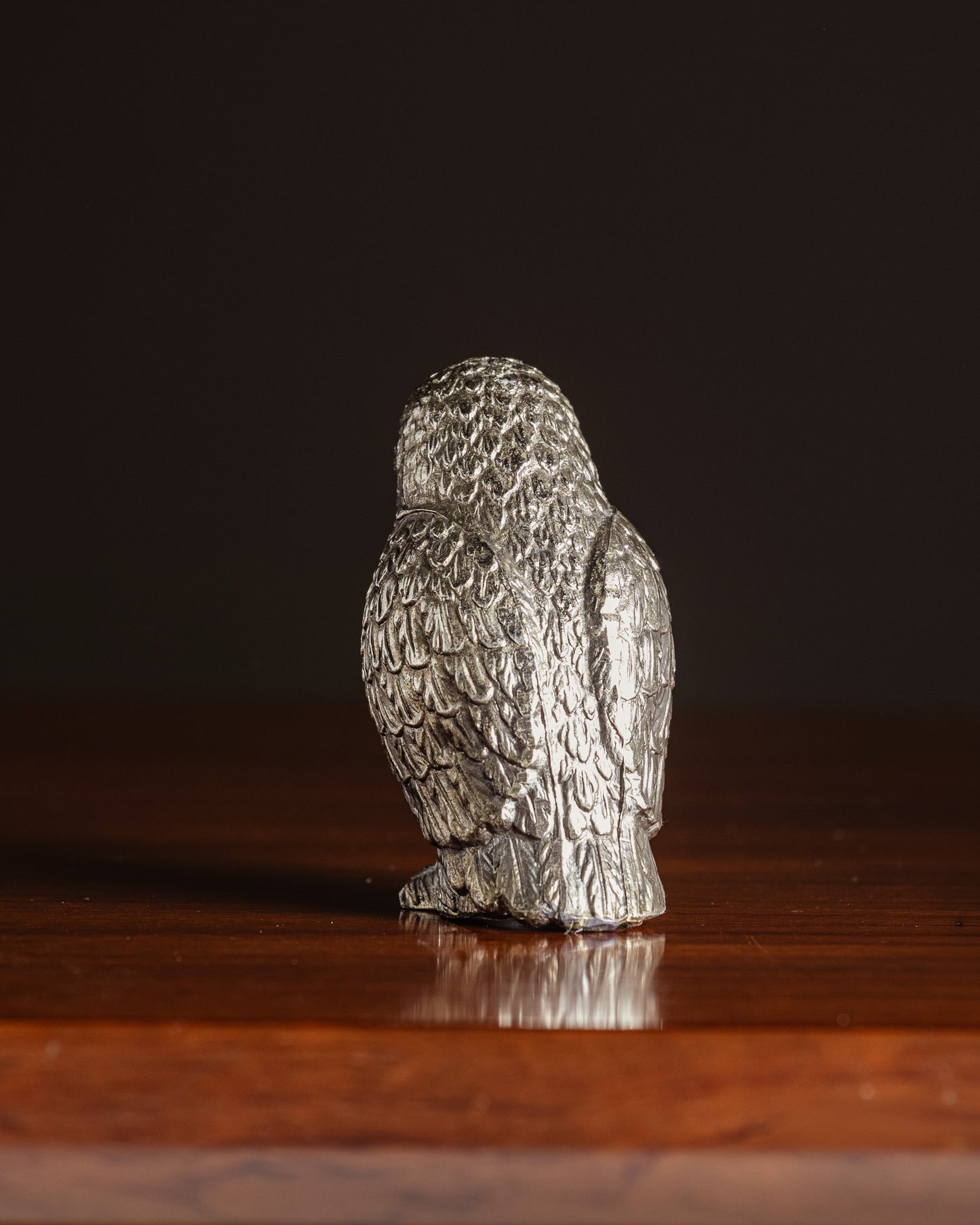 SILVER-PLATED OWL SALT SHAKER, 1950s