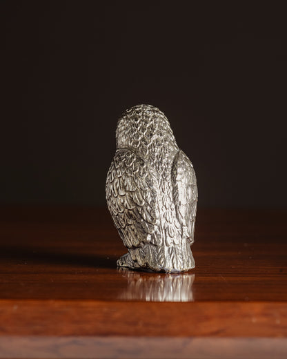 SILVER-PLATED OWL SALT SHAKER, 1950s