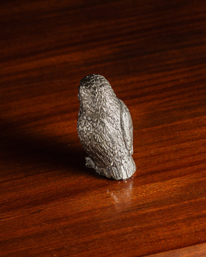 SILVER-PLATED OWL SALT SHAKER, 1950s