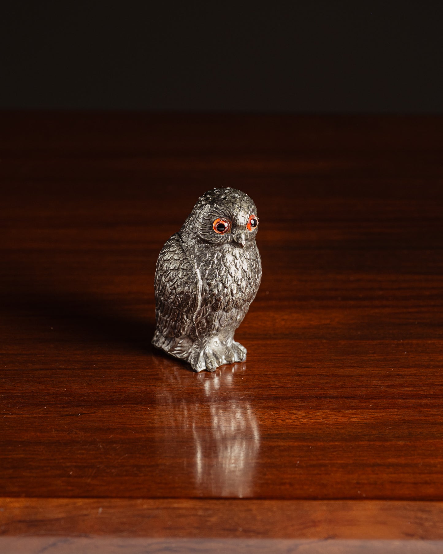 SILVER-PLATED OWL SALT SHAKER, 1950s