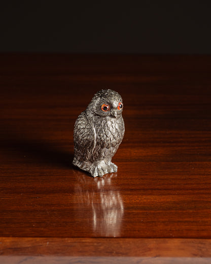 SILVER-PLATED OWL SALT SHAKER, 1950s