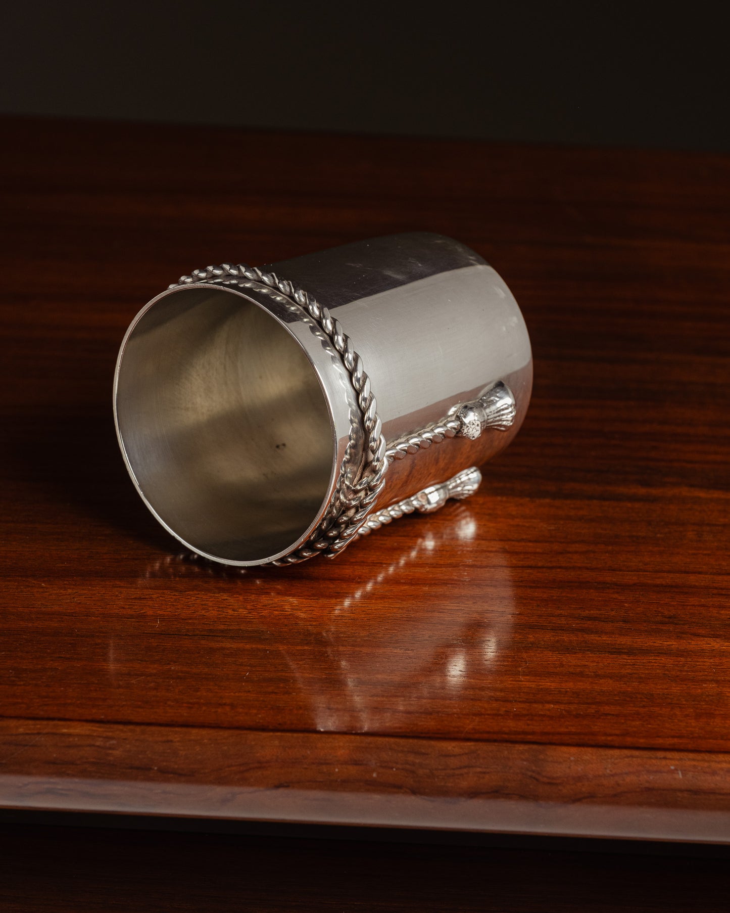 SILVER-PLATED METAL TUMBLER, 1970s