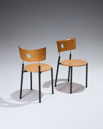 PAIRE DE CHAISES EN BOIS, KUSCH+CO, 1980s