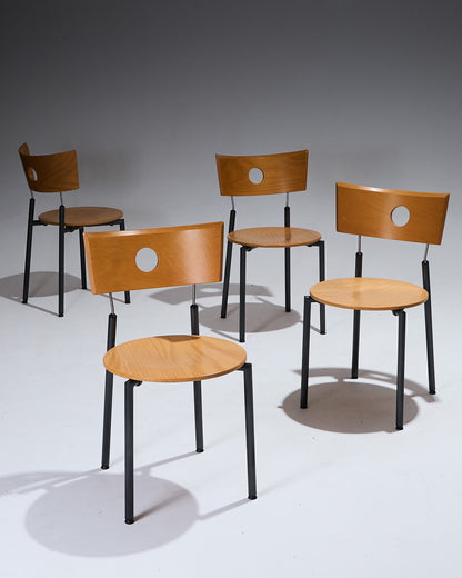SET DE 4 CHAISES EN BOIS, KUSCH+CO, 1980s