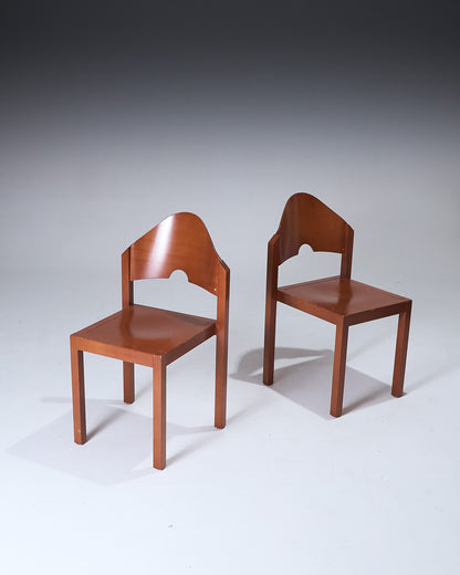 PAIR OF WOODEN CHAIRS, THONET, 1980s