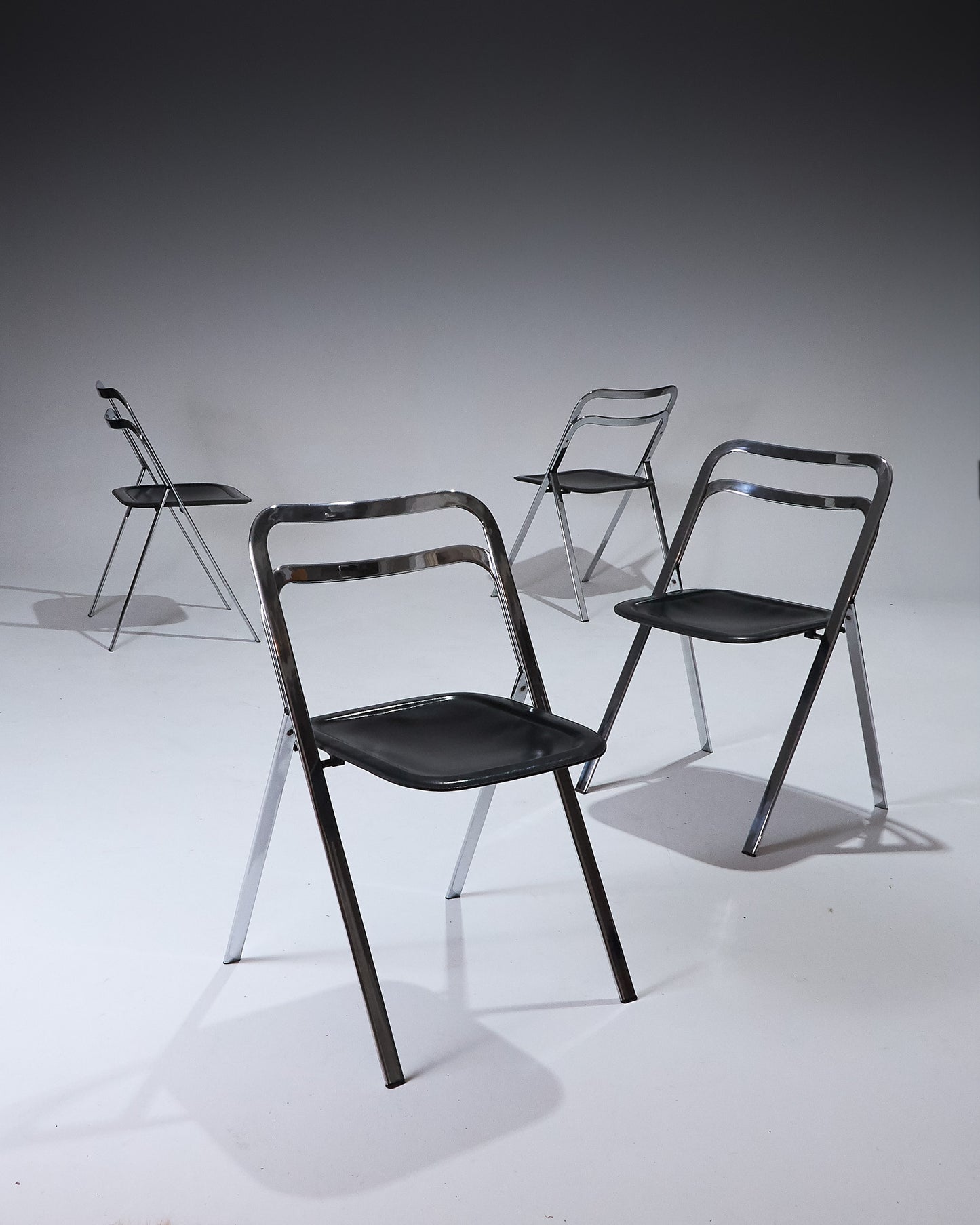 SET OF 4 CLIO FOLDING CHAIRS, GIORGIO CATTELAN, CIDUE, 1970s