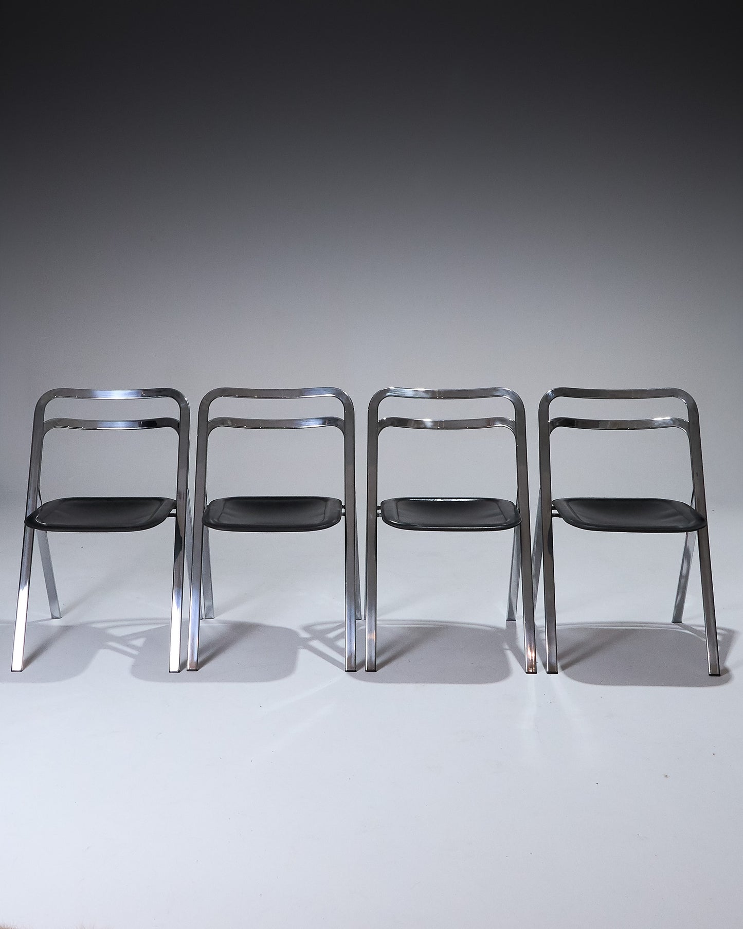 SET OF 4 CLIO FOLDING CHAIRS, GIORGIO CATTELAN, CIDUE, 1970s