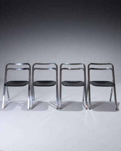 SET OF 4 CLIO FOLDING CHAIRS, GIORGIO CATTELAN, CIDUE, 1970s
