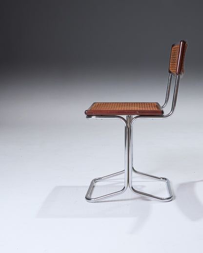 WOOD AND CHROME CHAIR, COLOMBO, ARFLEX, 1970s