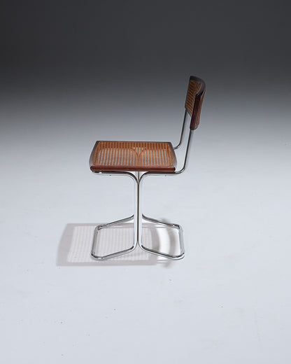 WOOD AND CHROME CHAIR, COLOMBO, ARFLEX, 1970s