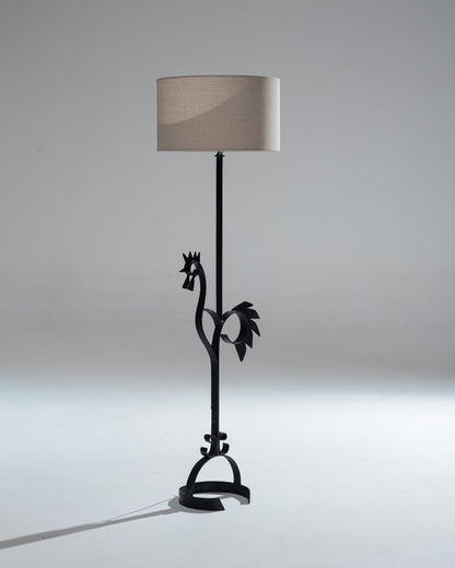 WROUGHT IRON ROOSTER FLOOR LAMP, 1950s