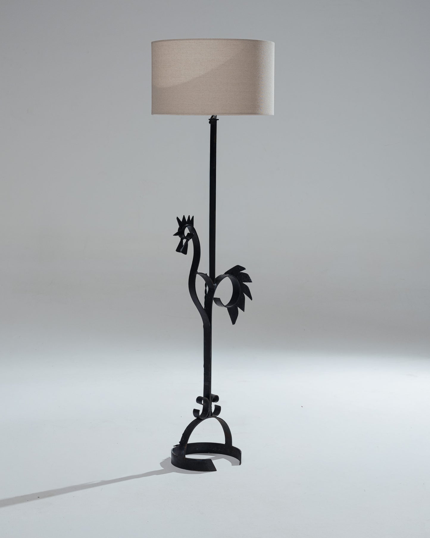 WROUGHT IRON ROOSTER FLOOR LAMP, 1950s