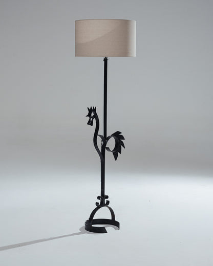 WROUGHT IRON ROOSTER FLOOR LAMP, 1950s