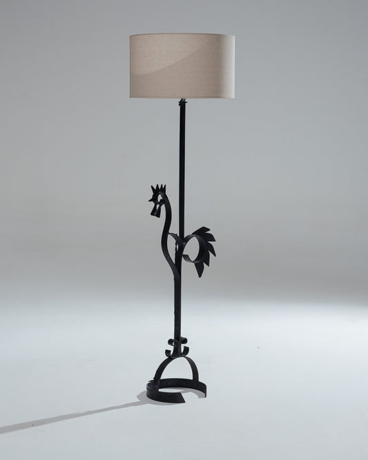 WROUGHT IRON ROOSTER FLOOR LAMP, 1950s
