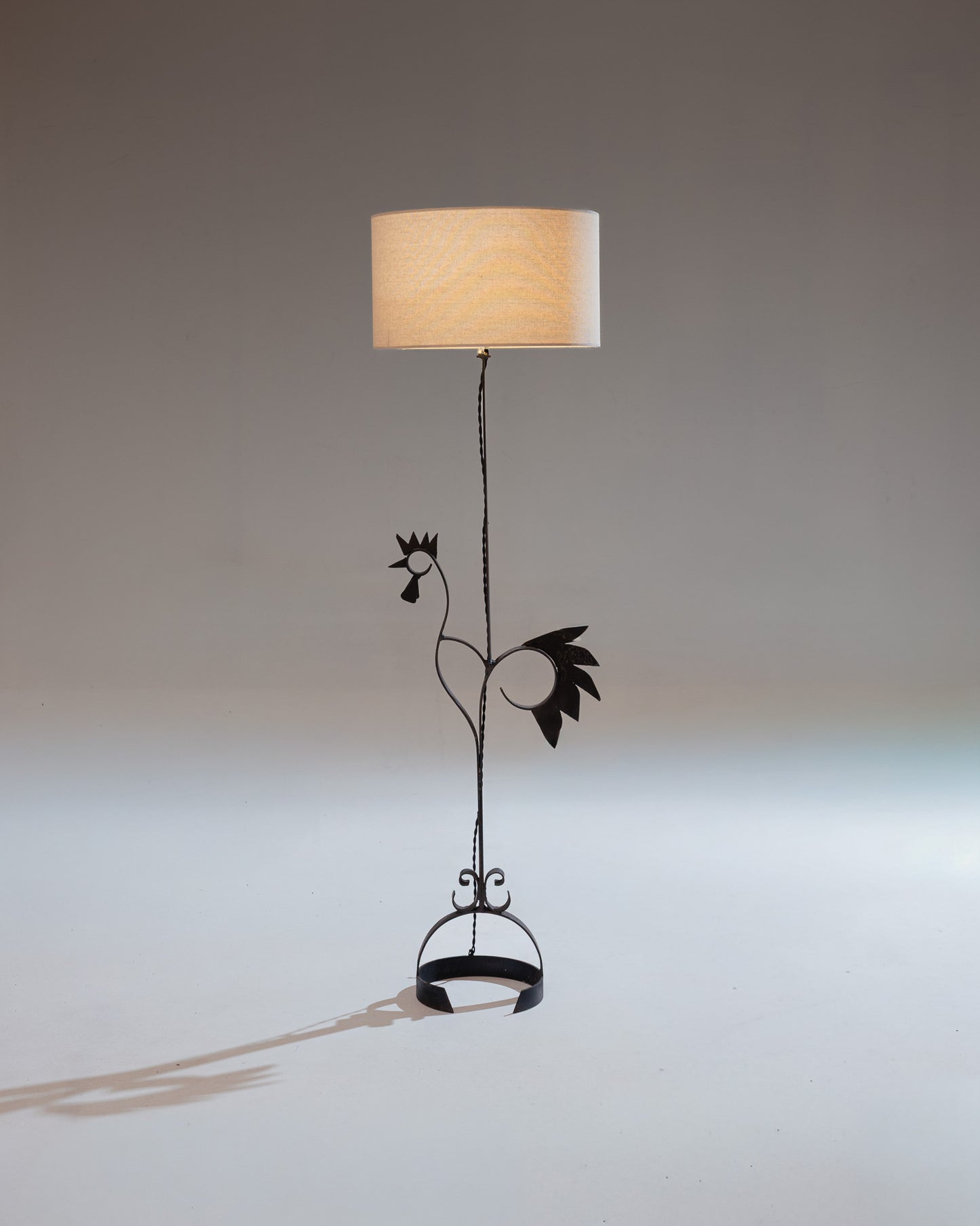 WROUGHT IRON ROOSTER FLOOR LAMP, 1950s