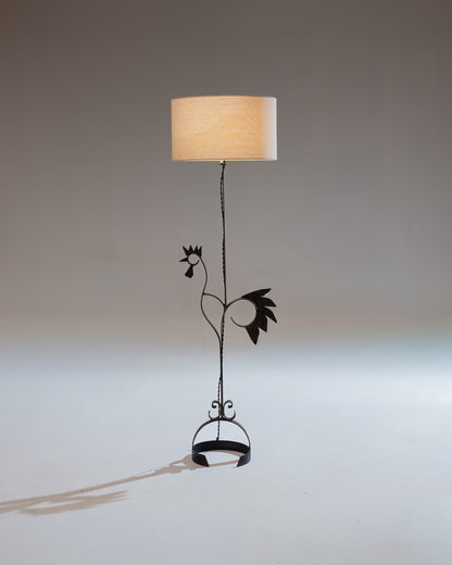 WROUGHT IRON ROOSTER FLOOR LAMP, 1950s