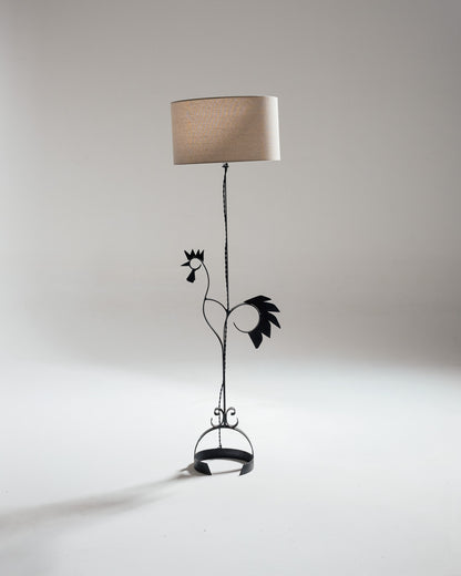 WROUGHT IRON ROOSTER FLOOR LAMP, 1950s