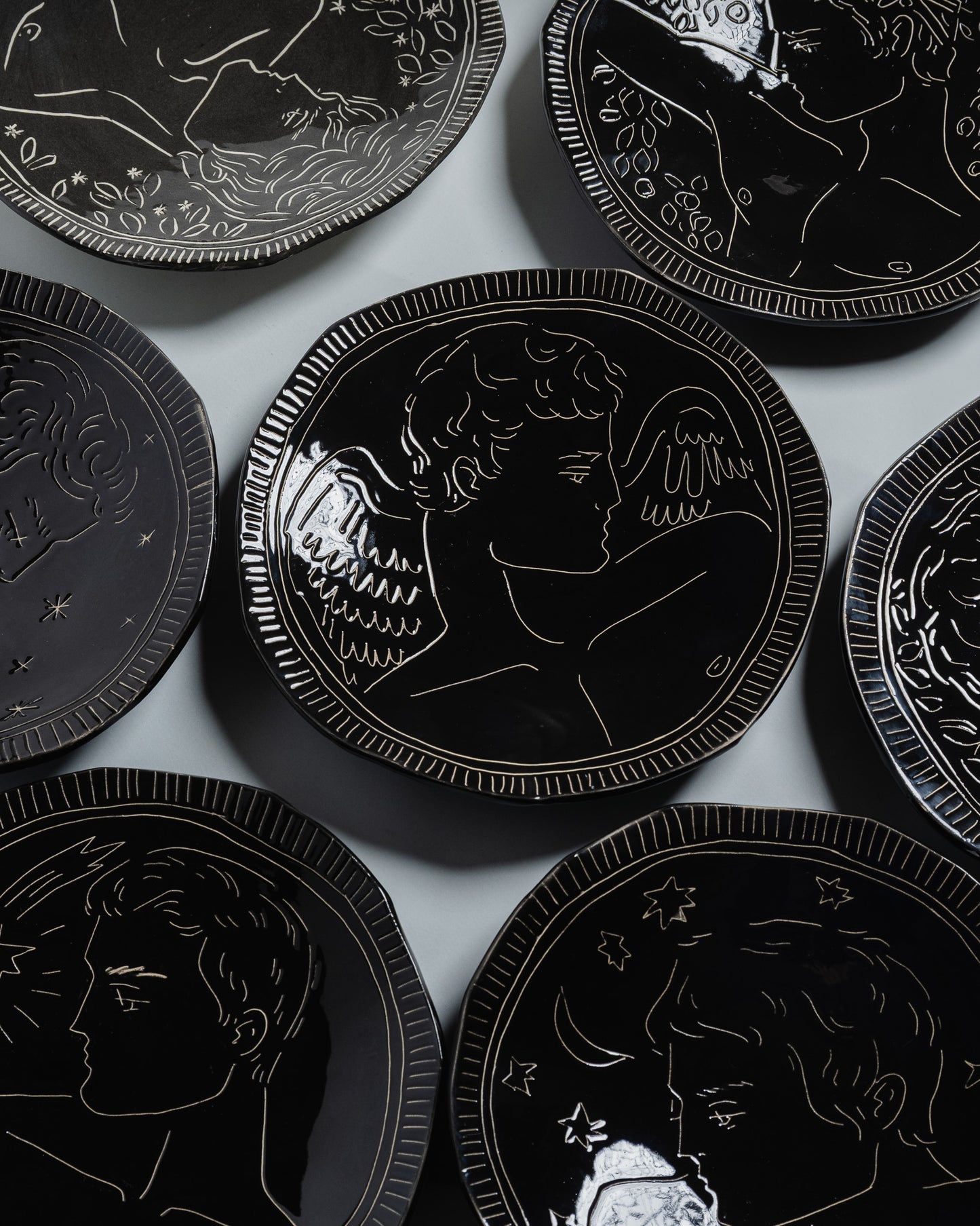 HANDCRAFTED BLACK CERAMIC PLATE, ELDAROV.T