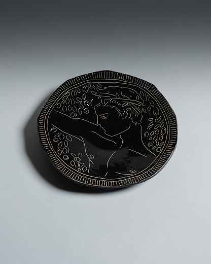 HANDCRAFTED BLACK CERAMIC PLATE, ELDAROV.T